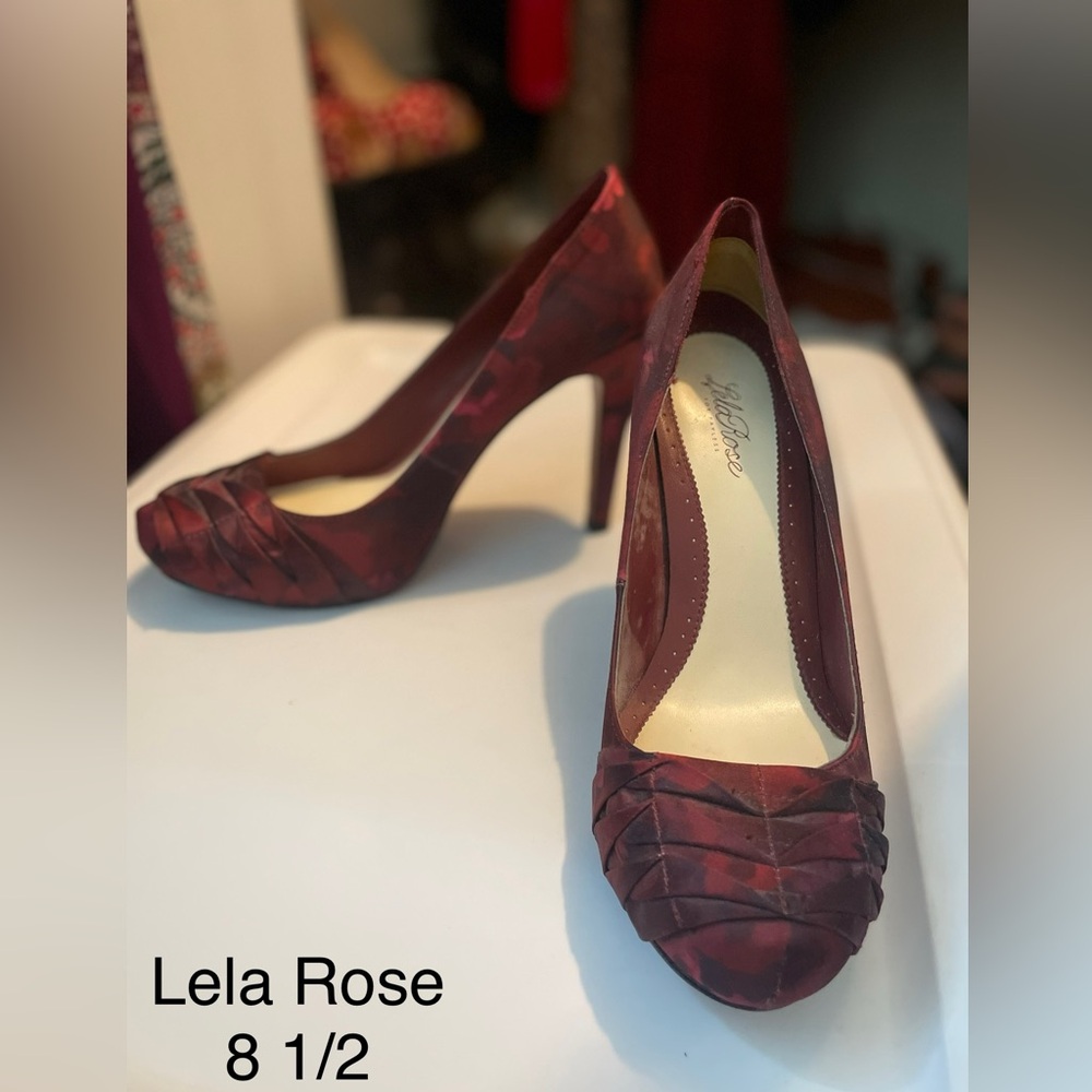 Lela Rose Maroon Patterned Heels